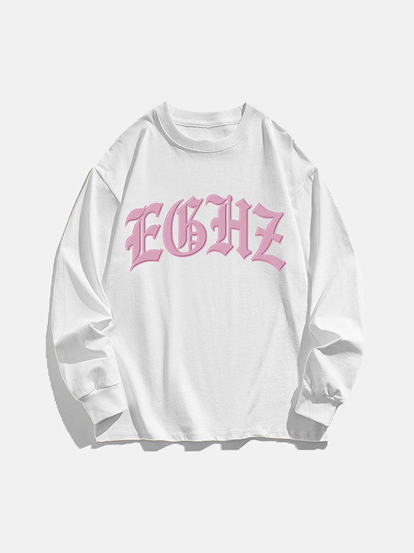 Camiseta de manga larga con estampado de estrellas y letras para hombre-2