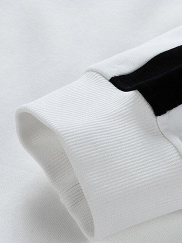 Sudadera con media cremallera y cuello con solapa de color en contraste para hombre-2